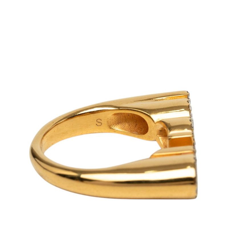 Gucci Logo Ring S Gold Plated Rhinestone — view 4
