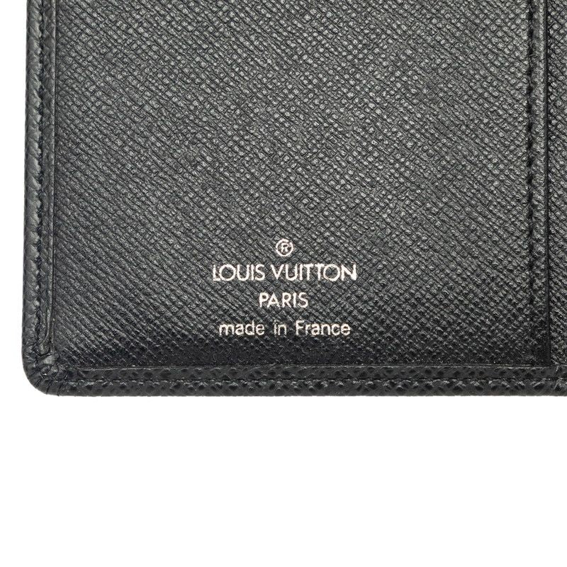 Louis Vuitton Taiga Porte Valeurs Cartes Credit Bifold Wallet Billfold Black — view 5