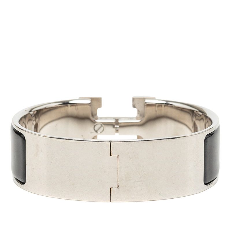 Hermes Clic Clac H PM Bracelet Bangle Silver Black Metal — view 3