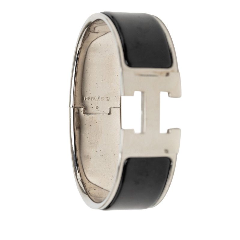 Hermes Clic Clac H PM Bracelet Bangle Silver Black Metal — view 5
