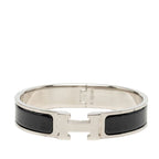 Hermes Clic H PM Bracelet Bangle Silver Black Metal Enamel