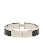 Hermes Clic H PM Bracelet Bangle Silver Black Metal Enamel — view 3