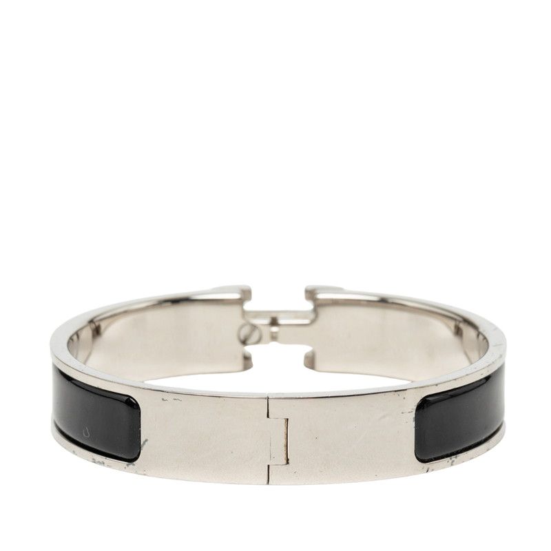 Hermes Clic H PM Bracelet Bangle Silver Black Metal Enamel — view 3