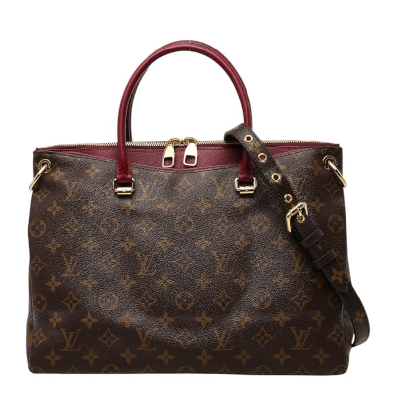 Louis Vuitton Monogram Pallas 2-Way Shoulder Bag Brown Raisin Purple Leather