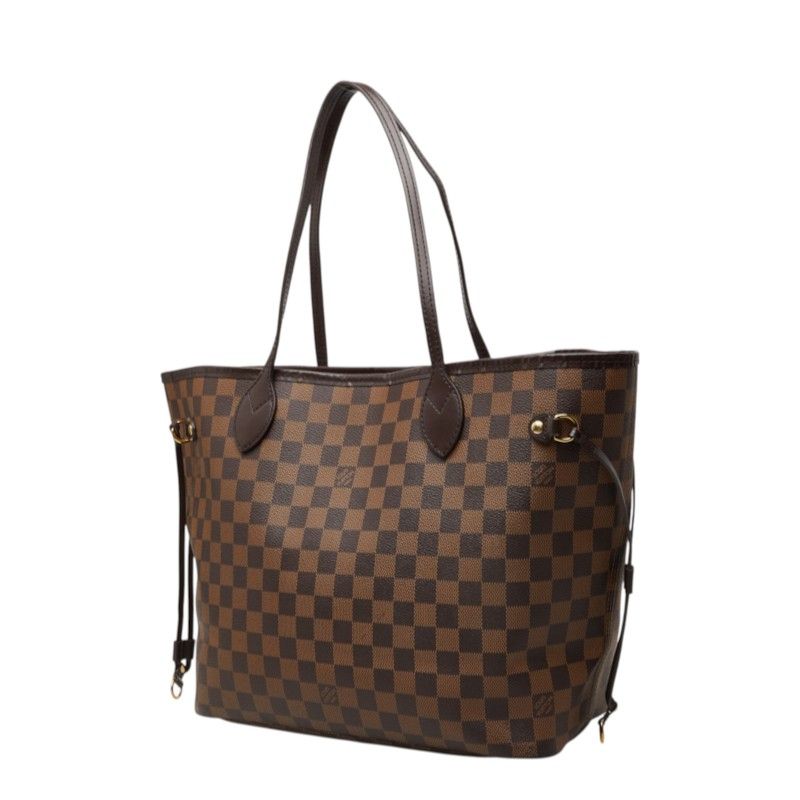Louis Vuitton Damier Neverfull MM Tote Shoulder Bag Brown Leather — view 2