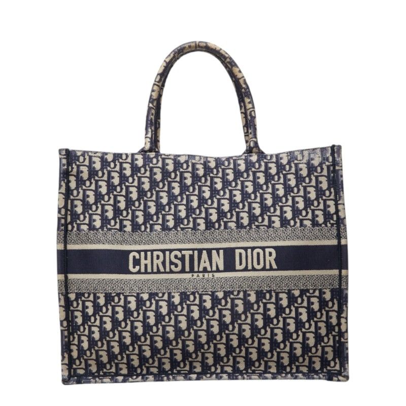 Dior Oblique Book Tote Bag Navy Canvas