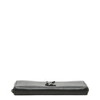 Saint Laurent YSL Logo Embossed Cassandra Round Zip Wallet Black Leather — view 3