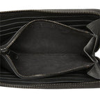 Saint Laurent YSL Logo Embossed Cassandra Round Zip Wallet Black Leather — view 7