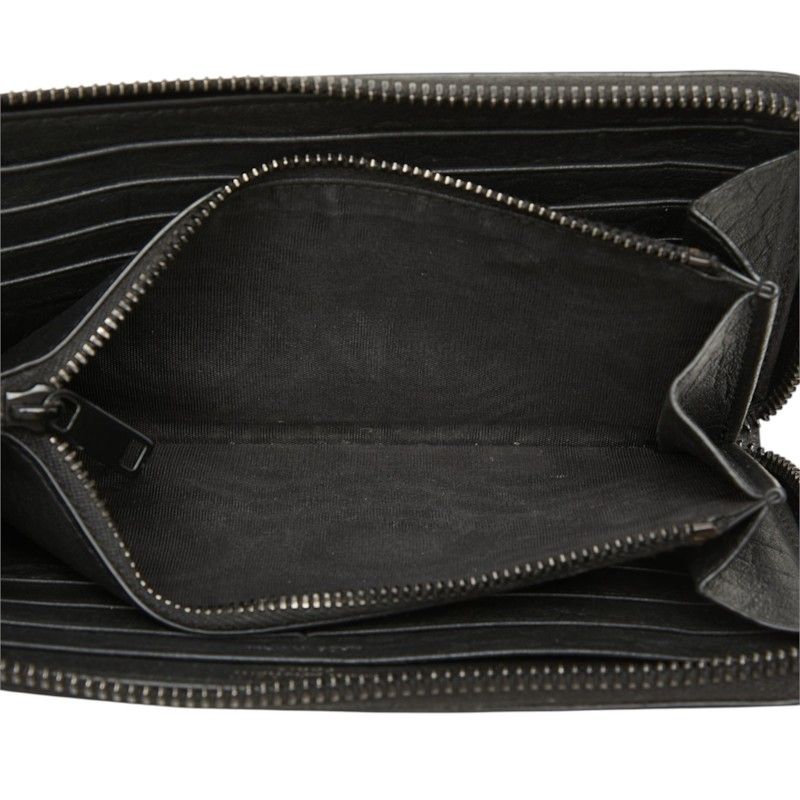 Saint Laurent YSL Logo Embossed Cassandra Round Zip Wallet Black Leather — view 7