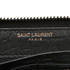 Saint Laurent YSL Logo Embossed Cassandra Round Zip Wallet Black Leather — view 8