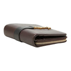 Saint Laurent YSL Logo Cassandra Compact Wallet Bifold Brown Black Leather — view 5