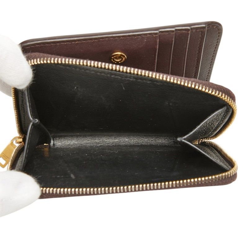 Saint Laurent YSL Logo Cassandra Compact Wallet Bifold Brown Black Leather — view 7