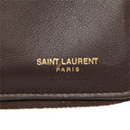 Saint Laurent YSL Logo Cassandra Compact Wallet Bifold Brown Black Leather — view 8