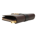Saint Laurent YSL Logo Cassandra Compact Wallet Bifold Brown Black Leather — view 4