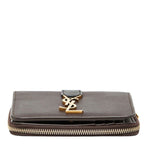 Saint Laurent YSL Logo Cassandra Compact Wallet Bifold Brown Black Leather — view 3