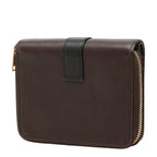 Saint Laurent YSL Logo Cassandra Compact Wallet Bifold Brown Black Leather — view 2