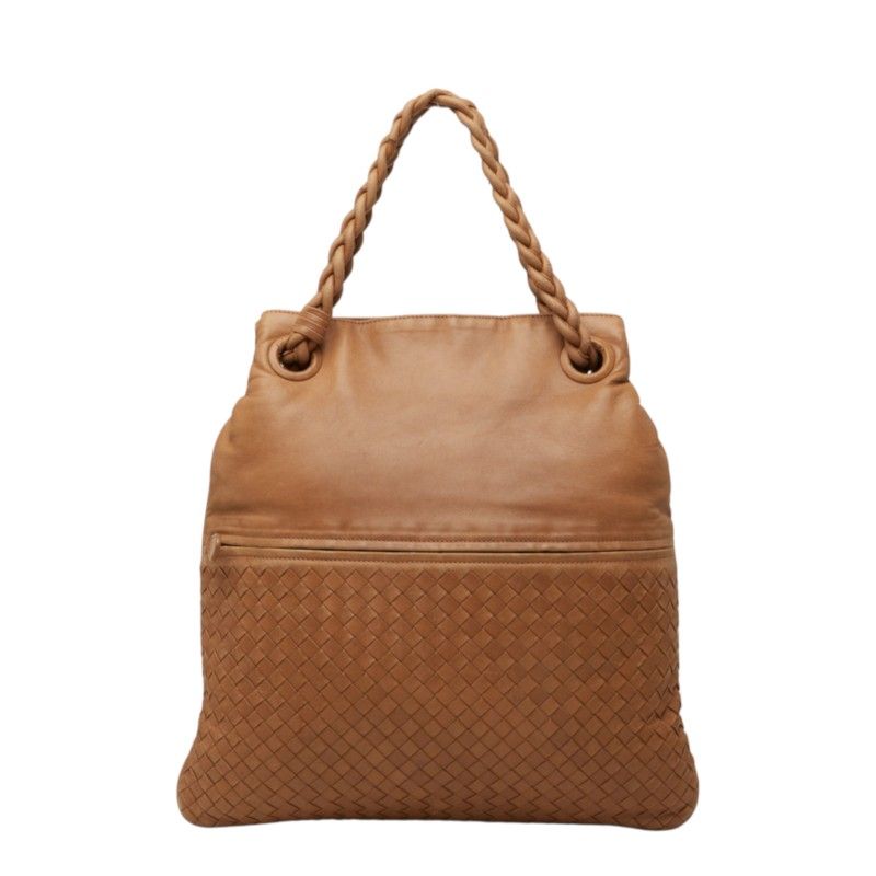 Bottega Veneta Intrecciato Julie Tote Bag Brown Leather