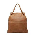 Bottega Veneta Intrecciato Julie Tote Bag Brown Leather