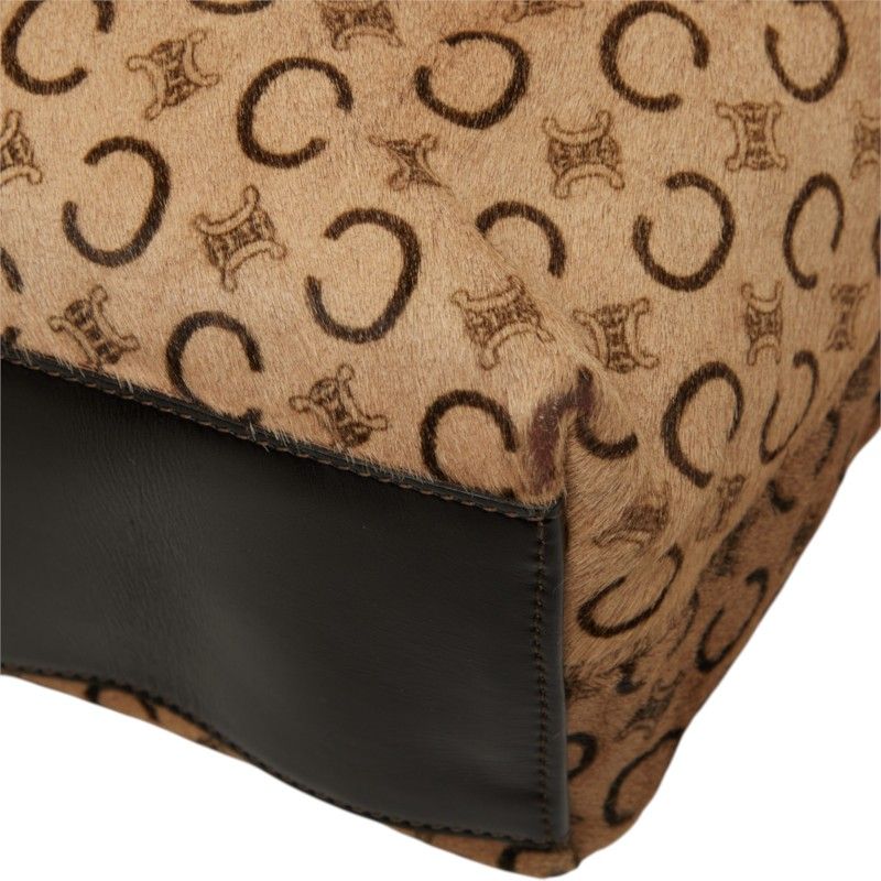 Celine C Macadam Shoulder Bag Beige Calf Hair — view 6