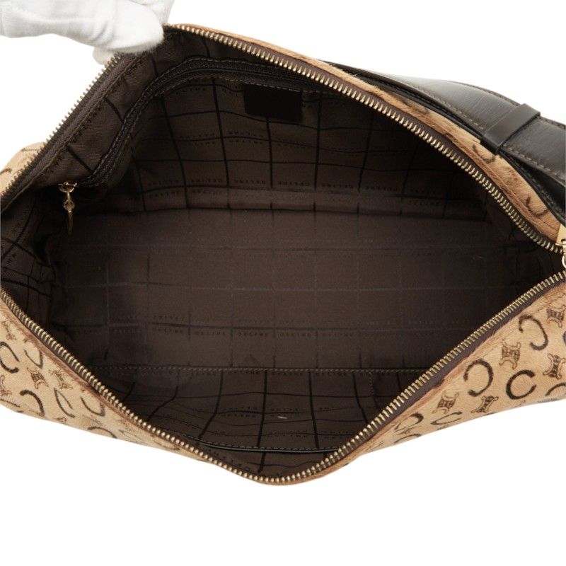 Celine C Macadam Shoulder Bag Beige Calf Hair — view 8