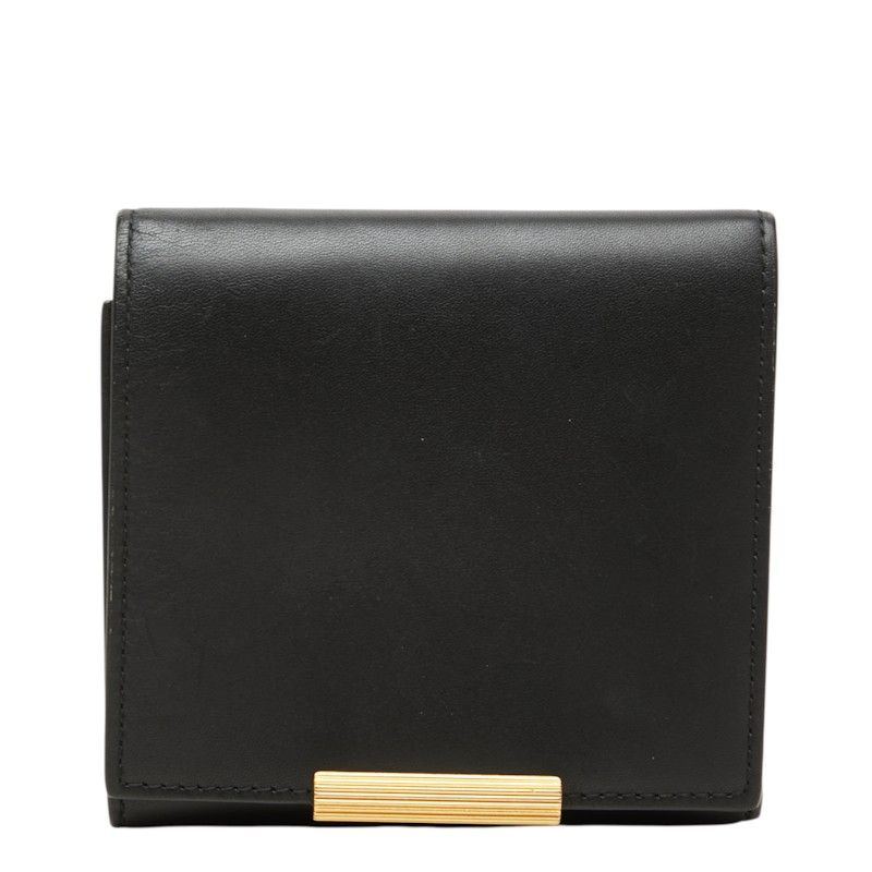 Bottega Veneta Vintage Trifold Wallet Black Leather