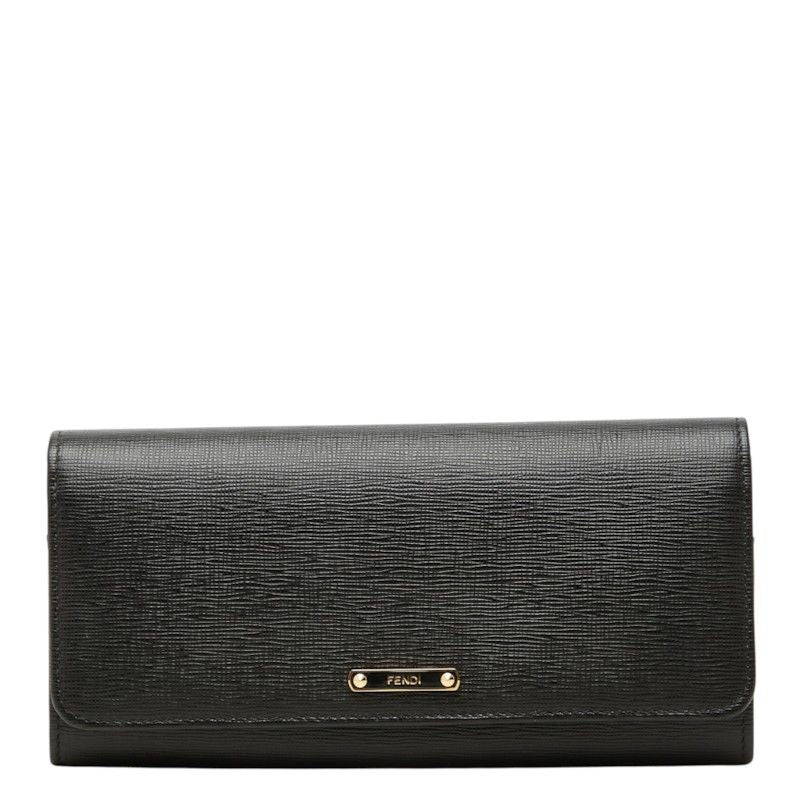 Fendi Logo Wallet Continental Black Leather