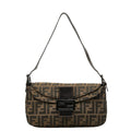 Fendi Zucca Mamma Baguette Shoulder Bag Brown Canvas Leather