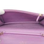 Chanel CC Filigree Chain Wallet Shoulder Bag Pochette Purple Caviar Leather — view 8
