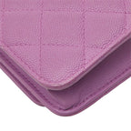 Chanel CC Filigree Chain Wallet Shoulder Bag Pochette Purple Caviar Leather — view 7