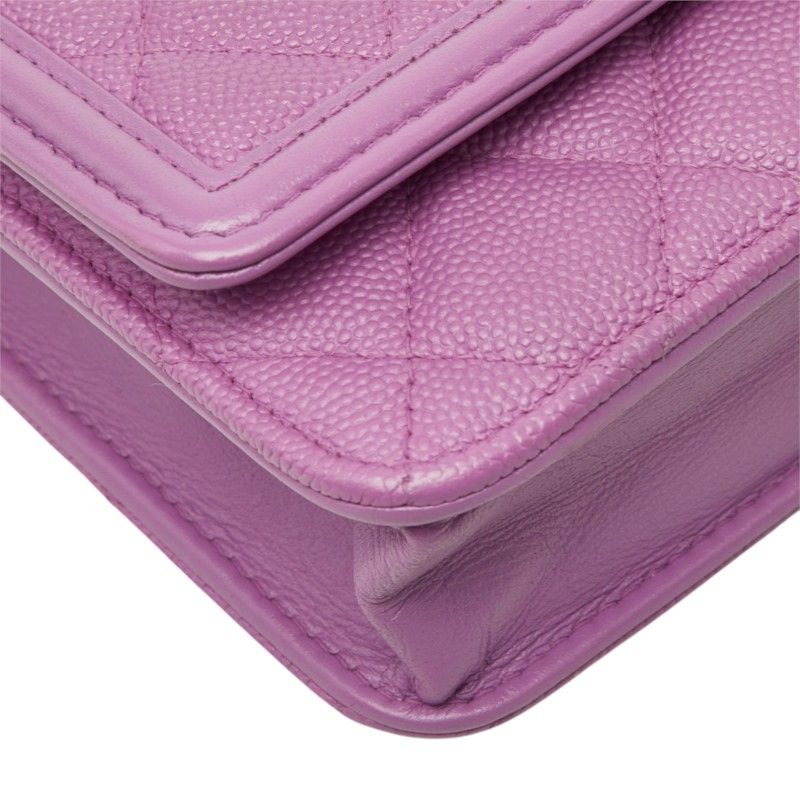Chanel CC Filigree Chain Wallet Shoulder Bag Pochette Purple Caviar Leather — view 5