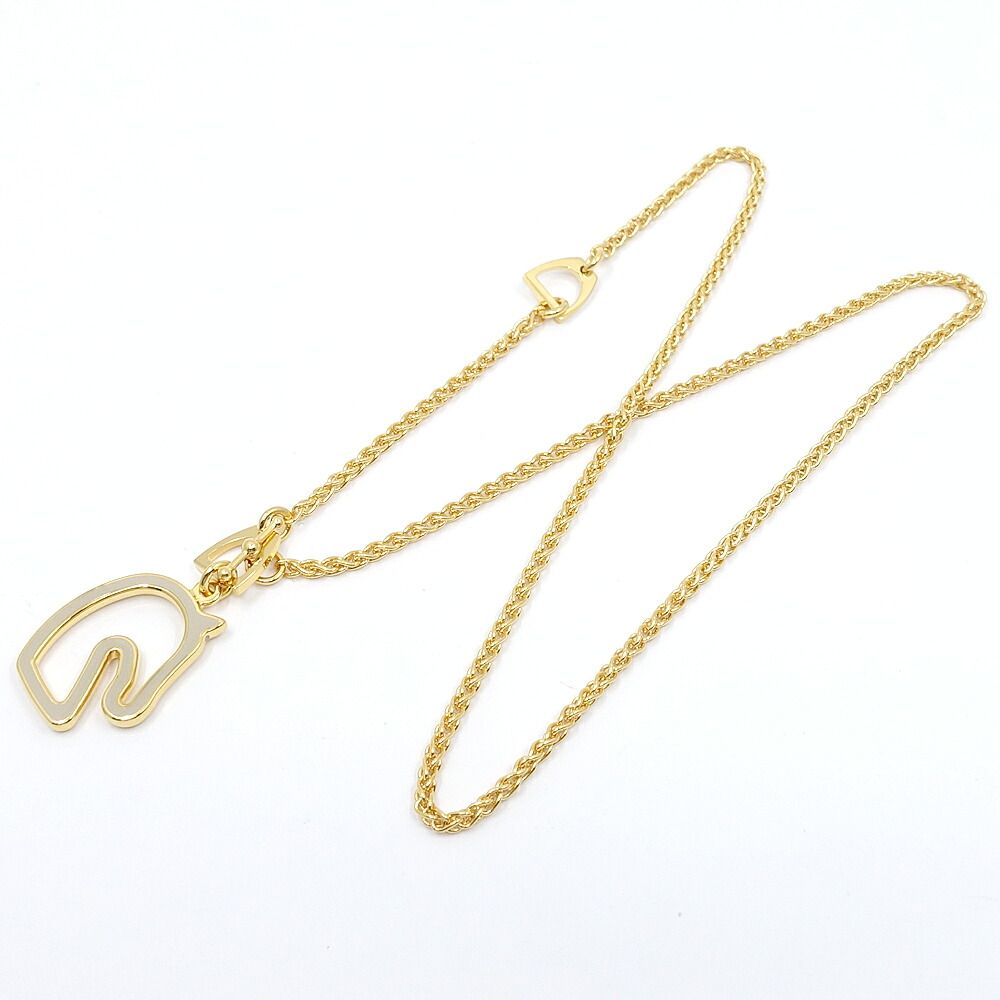 Hermes Necklace Tonnerle PM Brown Glace Yellow Gold 47 Enamel Metal — view 4