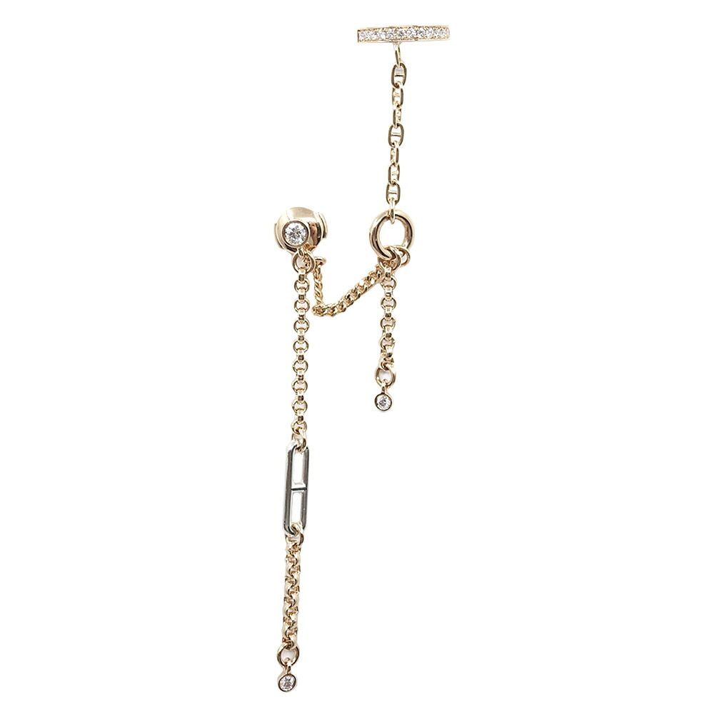 Hermes Single Earrings Mix and H Left 00 Diamond