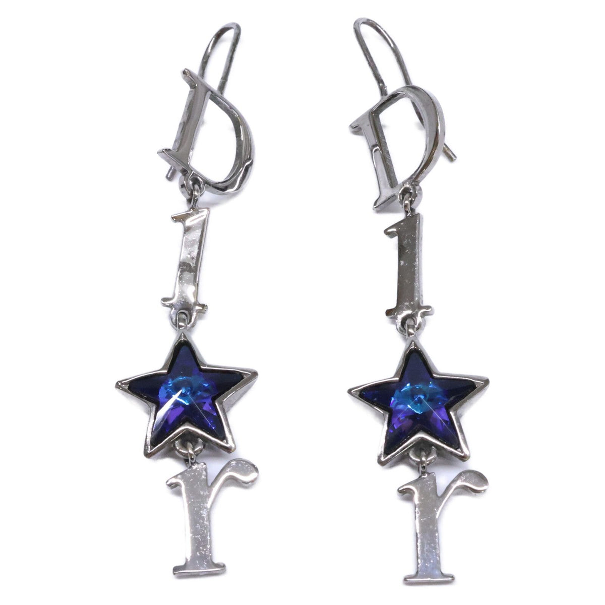 Dior Blue Star Logo Dangle Earrings
