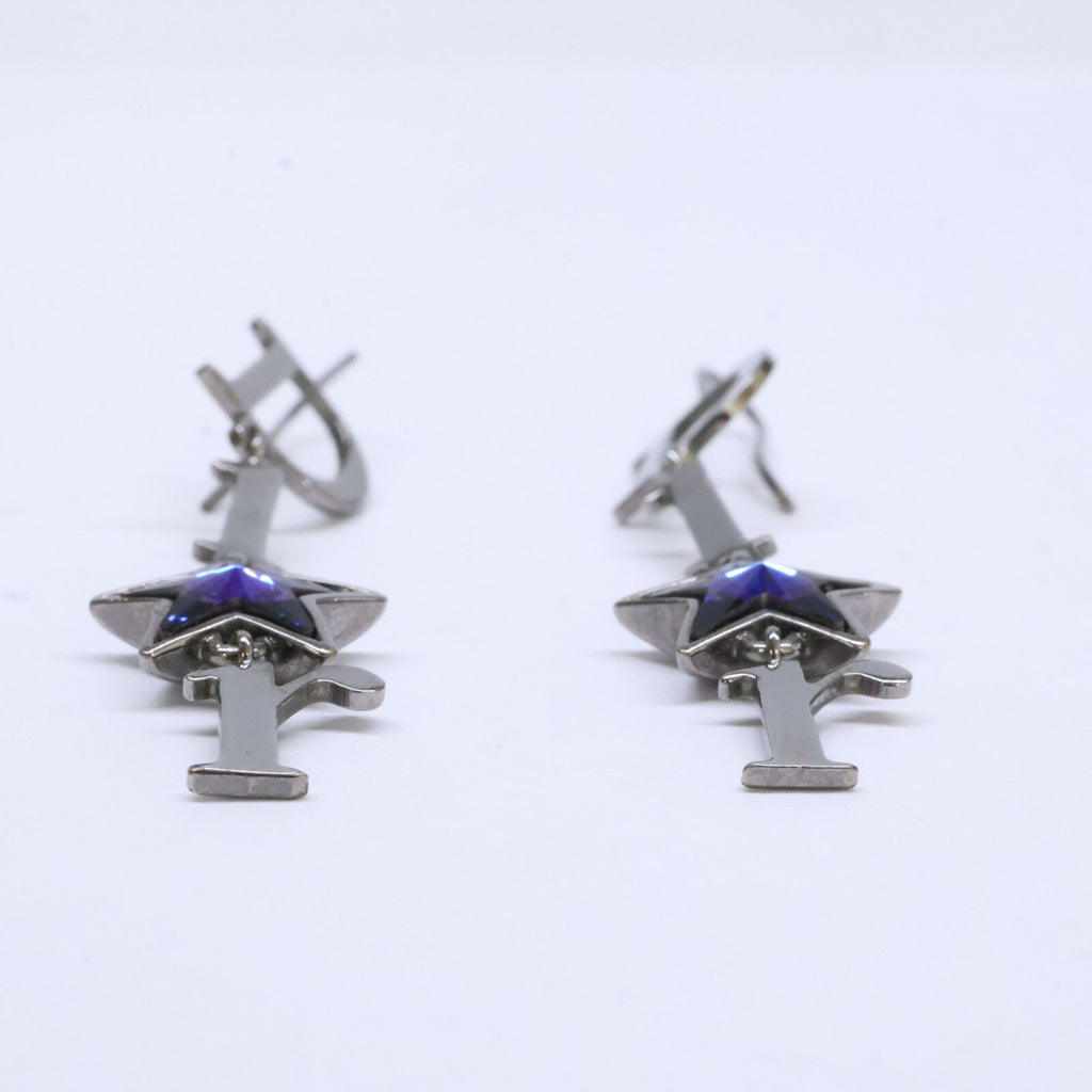 Dior Blue Star Logo Dangle Earrings — view 3