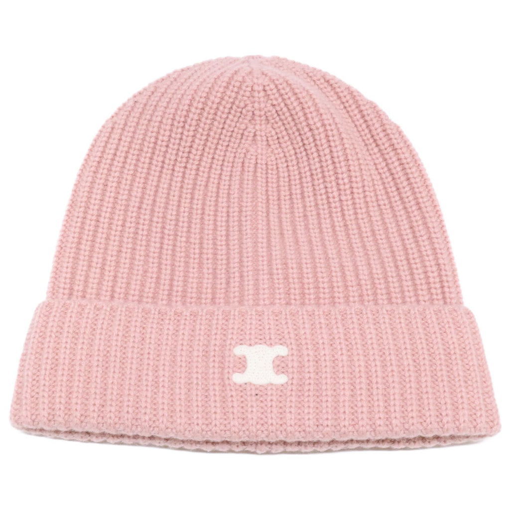 Celine Triomphe Cashmere Knit Hat with Patch