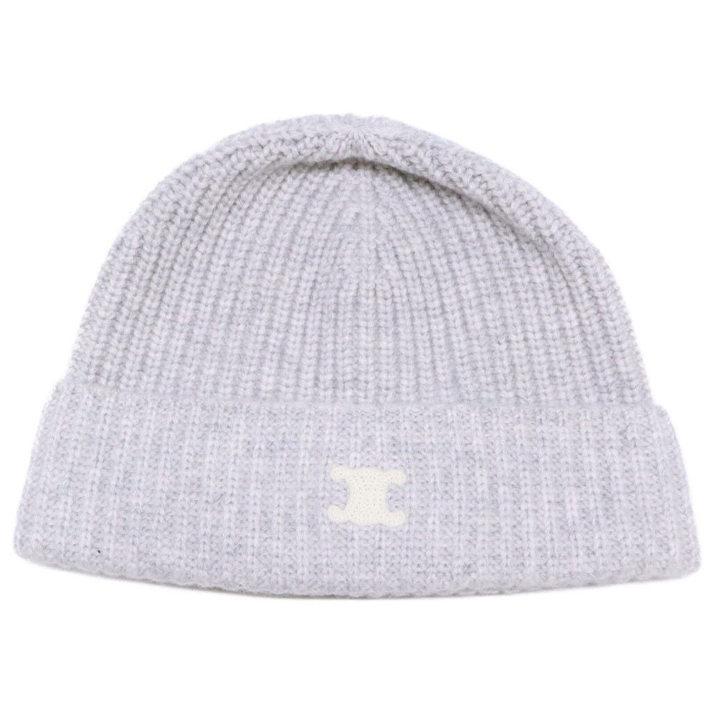Celine Triomphe Cashmere Knit Hat with Patch