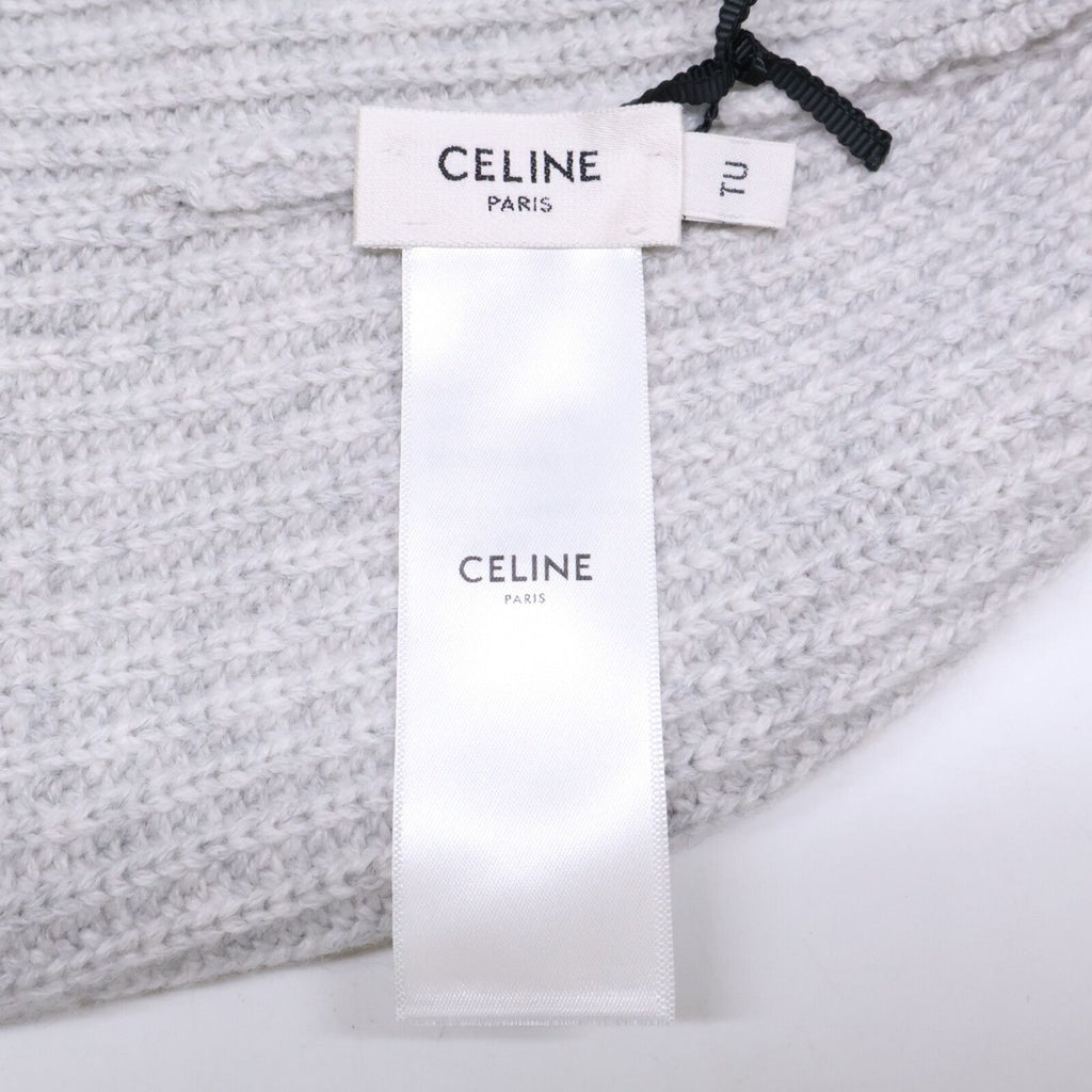 Celine Triomphe Cashmere Knit Hat with Patch — view 7