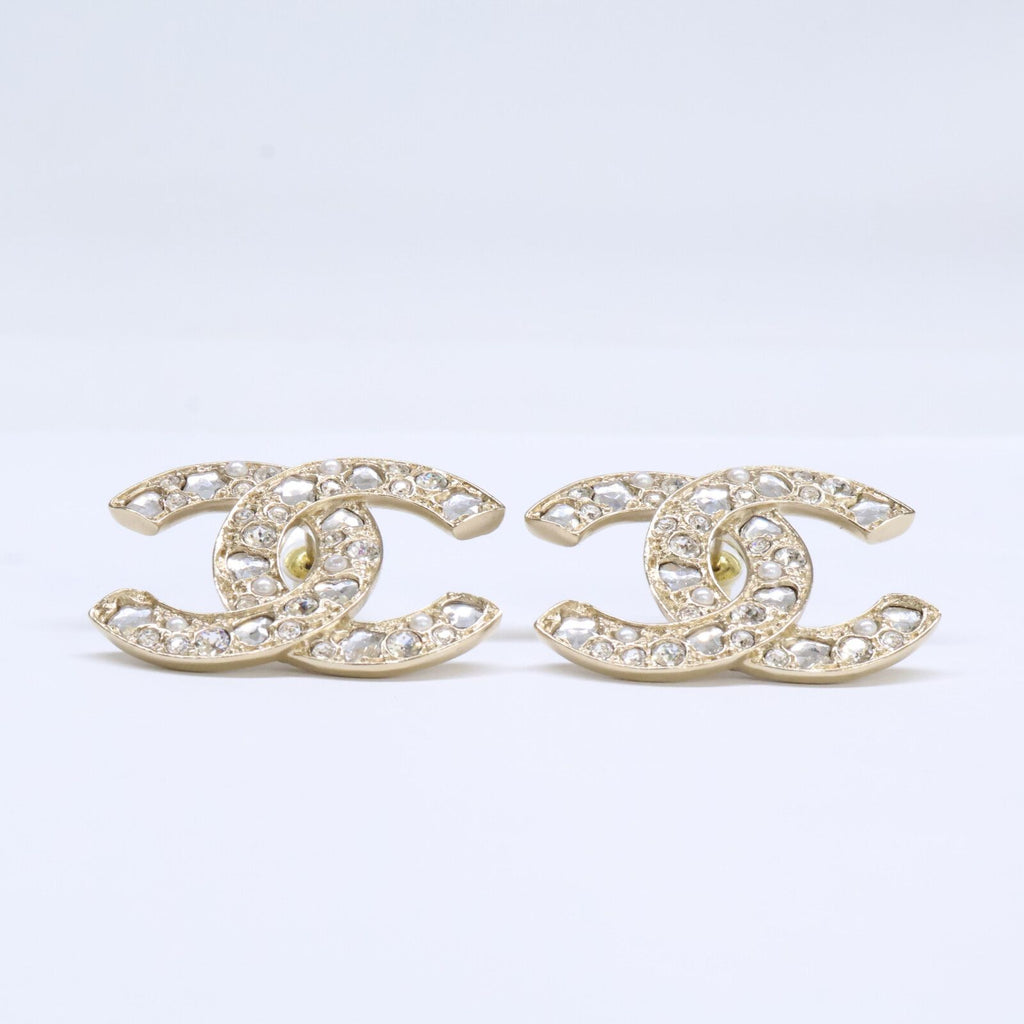 Chanel Rhinestone CC Logo Earrings — view 3