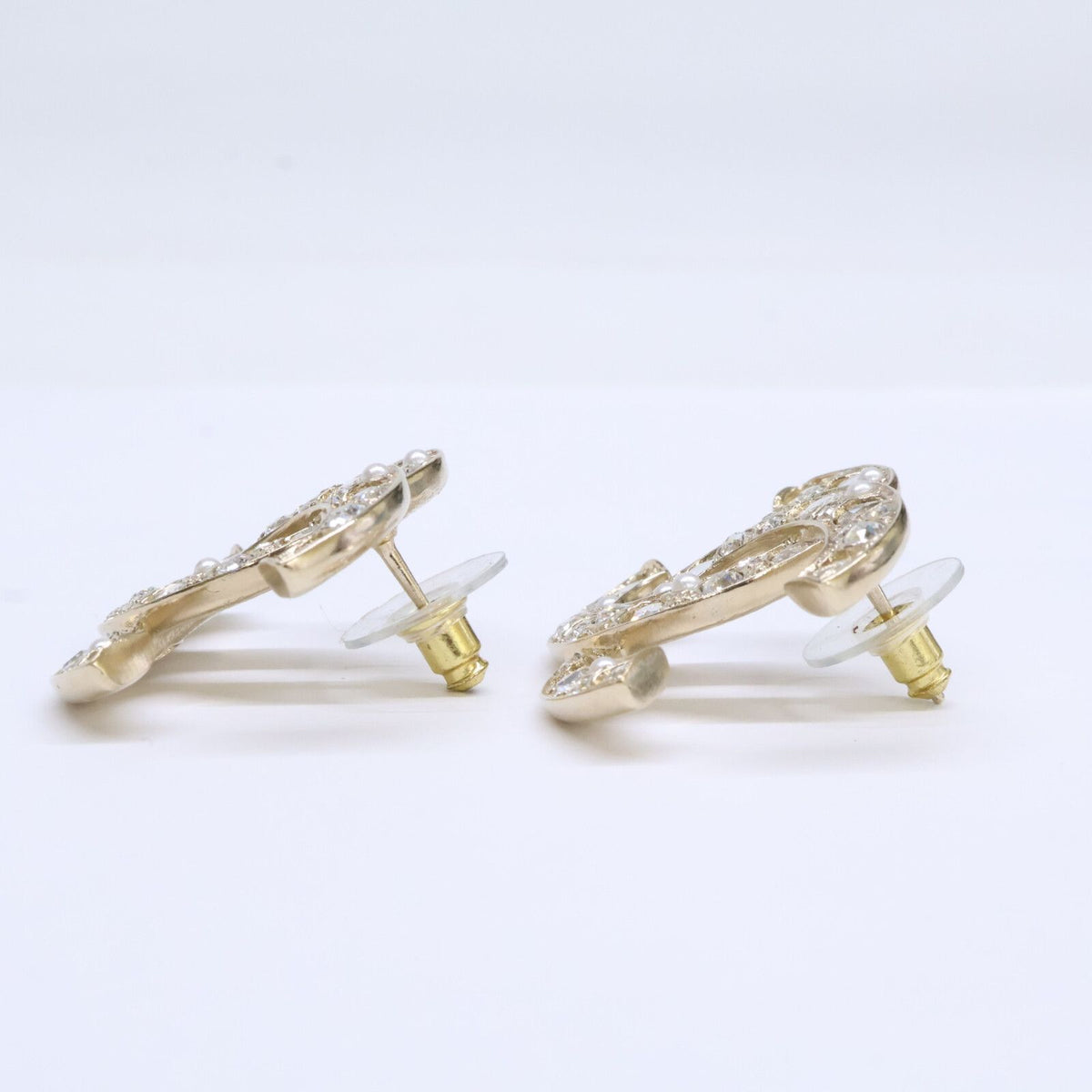 Chanel Rhinestone CC Logo Earrings — view 2