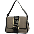 Fendi Shoulder Bag Zucca Pattern Canvas Brown Black