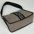 Fendi Shoulder Bag Zucca Pattern Canvas Brown Black — view 2