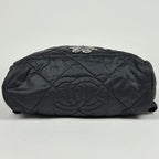 Chanel Backpack Quilted Snowflake Patch CC Logo Nylon Black — view 3