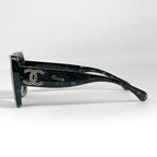 Chanel Square Shape Sunglasses CC Logo Tweed Acetate Black Eyewear — view 2