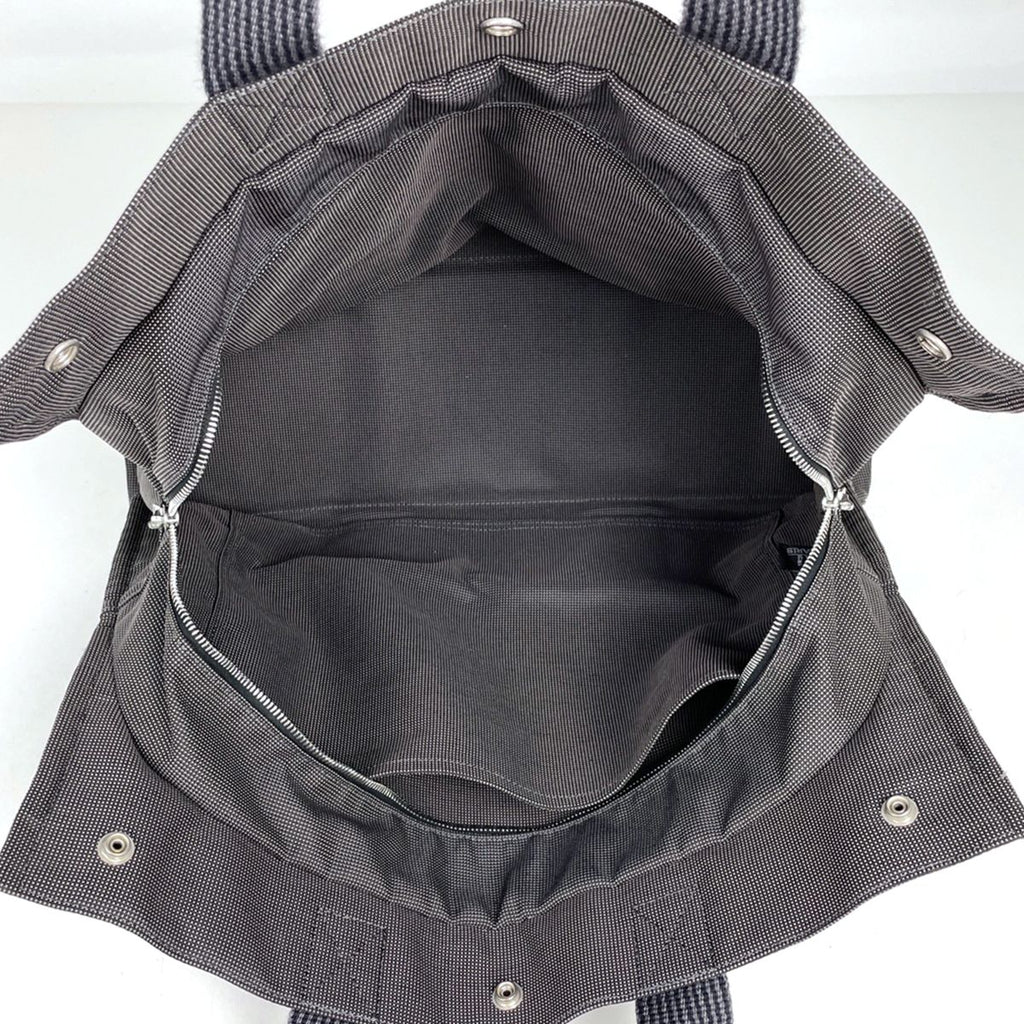 Hermes Herline Tote Bag GM Nylon Canvas Gray Black — view 6
