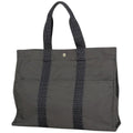 Hermes Herline Tote Bag GM Nylon Canvas Gray Black