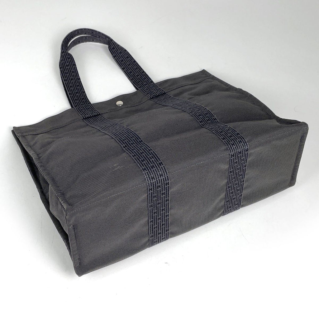 Hermes Herline Tote Bag GM Nylon Canvas Gray Black — view 2