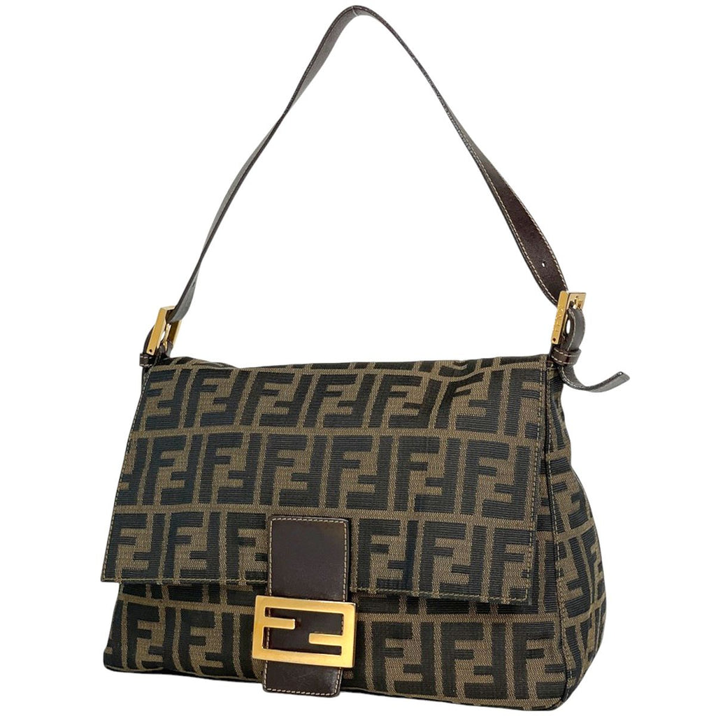Fendi Shoulder Bag Zucca Pattern Mamma Baguette Canvas Brown