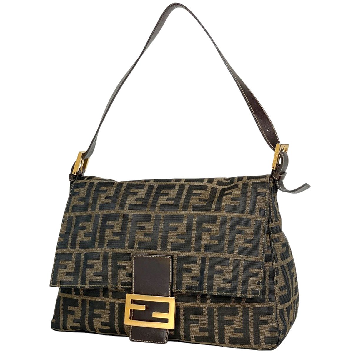 Fendi Shoulder Bag Zucca Pattern Mamma Baguette Canvas Brown