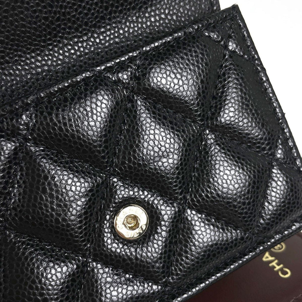 Chanel Trifold Wallet CC Logo Quilted Caviar Leather Black — view 4
