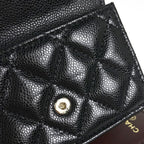 Chanel Trifold Wallet CC Logo Quilted Caviar Leather Black — view 4
